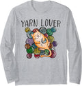 Adorable Knitting and Crochet Happy Cat Yarn Lovers Long Sleeve