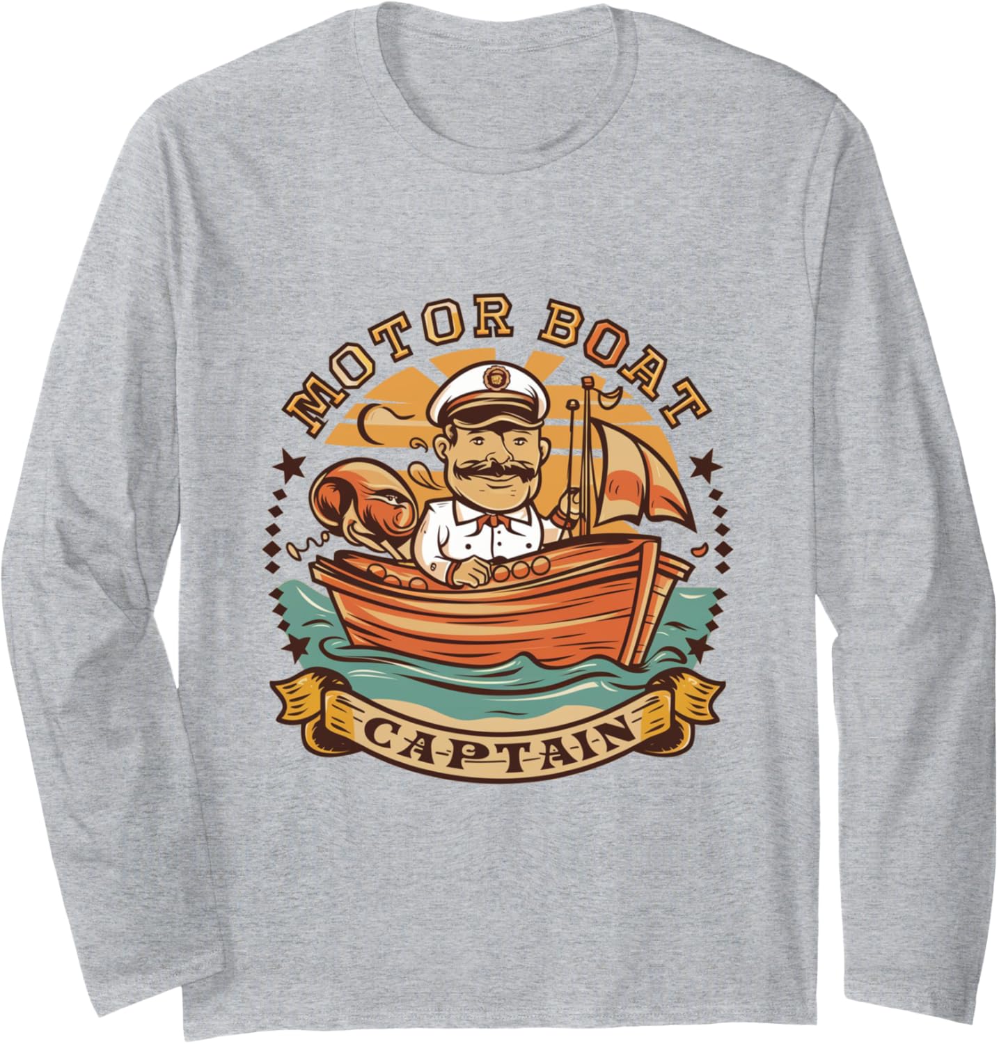 Funny Design Captains Motor Boat Captain Sailors Long