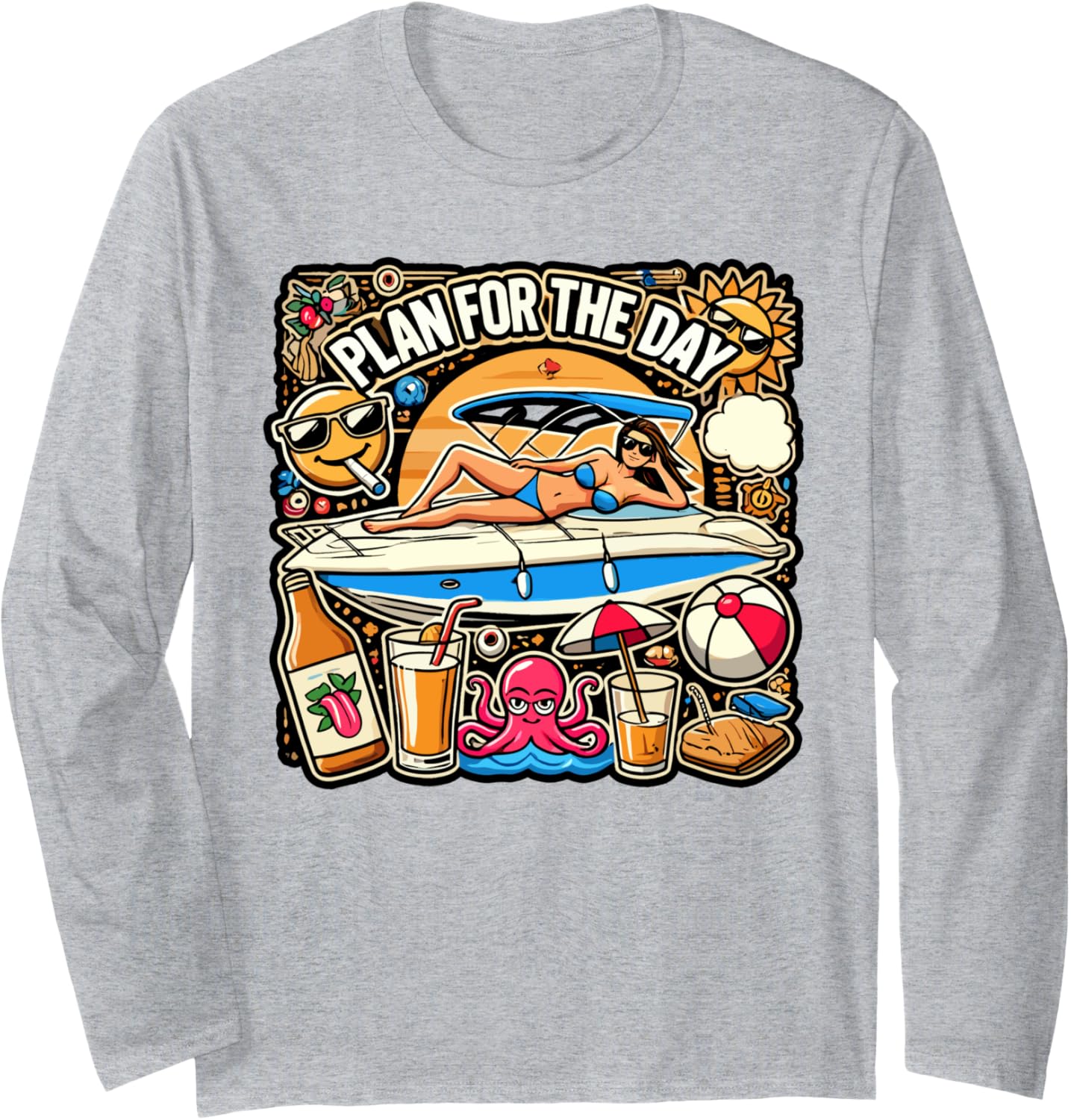 Funny Boating Weekend Plan Boating Captain Long Sleeve