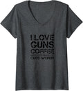 Womens Guns Coffee Cuss Words Funny Coffee Lover Pro Gun V Neck