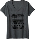 Womens Whiskey Guns Freedom Usa Flag Drinking Funny Mens Gun V Neck