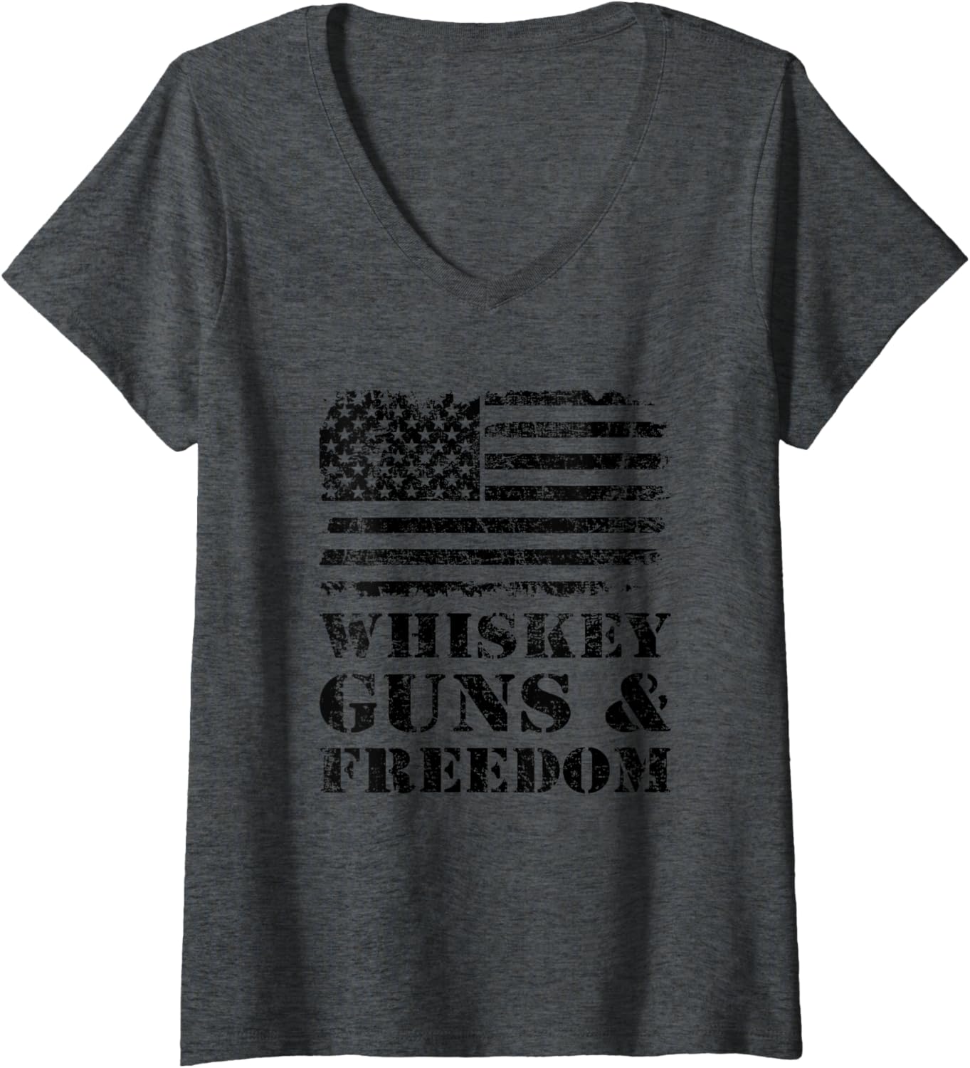 Womens Whiskey Guns Freedom Usa Flag Drinking Funny Mens Gun V Neck