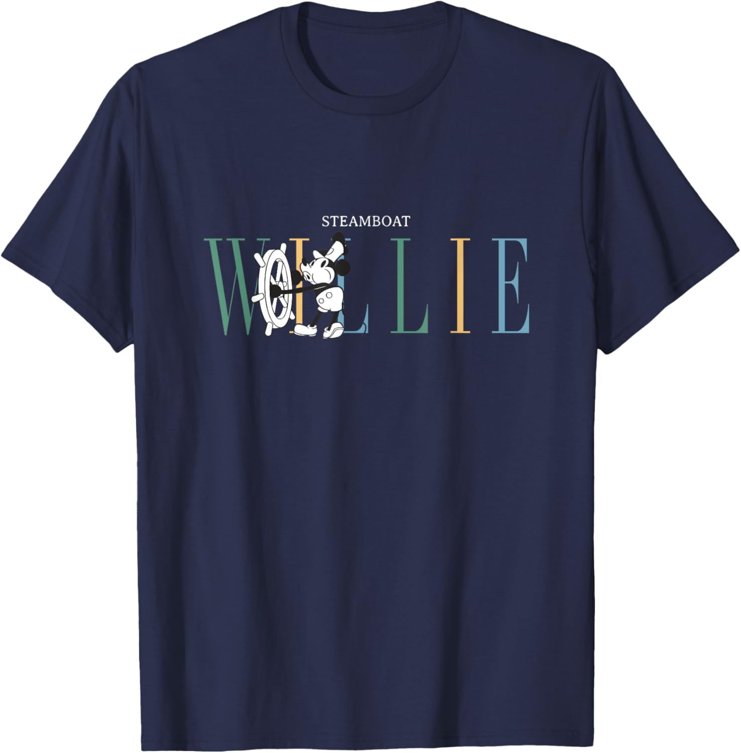 Steamboat Willie Modern Text Big Chest Logo