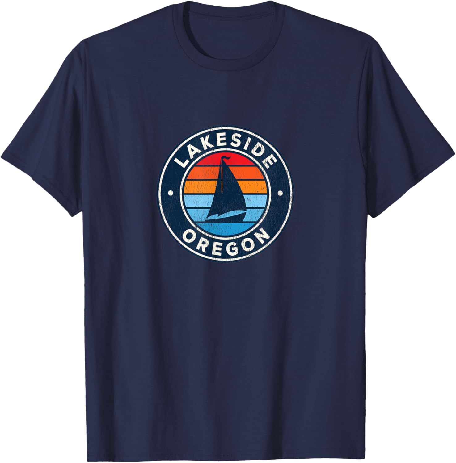 Lakeside Oregon Or Vintage Sailboat Retro 70S