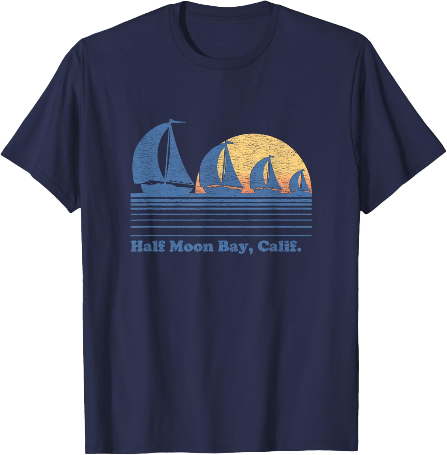 Half Moon Bay Ca Sailboat Vintage 80S Sunset