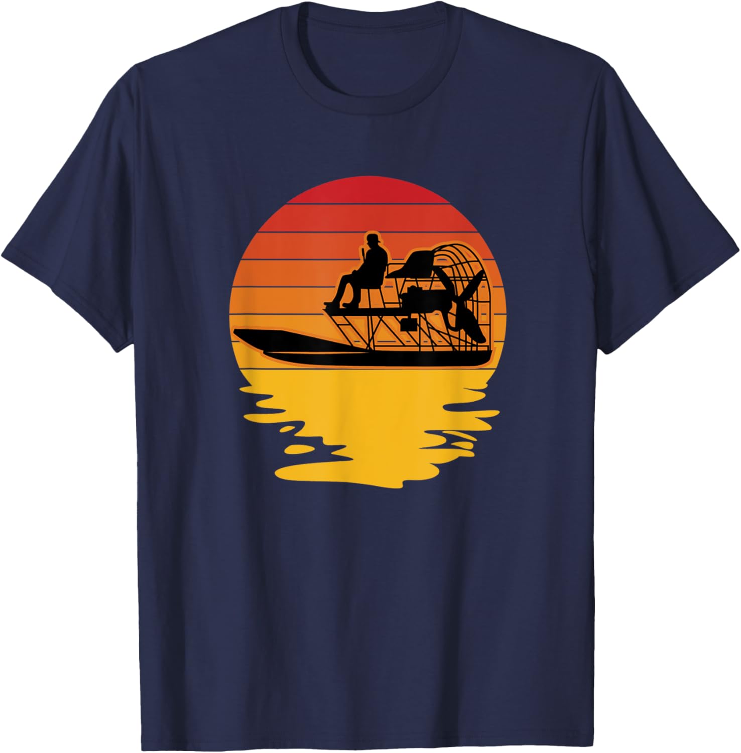Airboat Ride Silhouette Retro Sunset Swamp Adventure