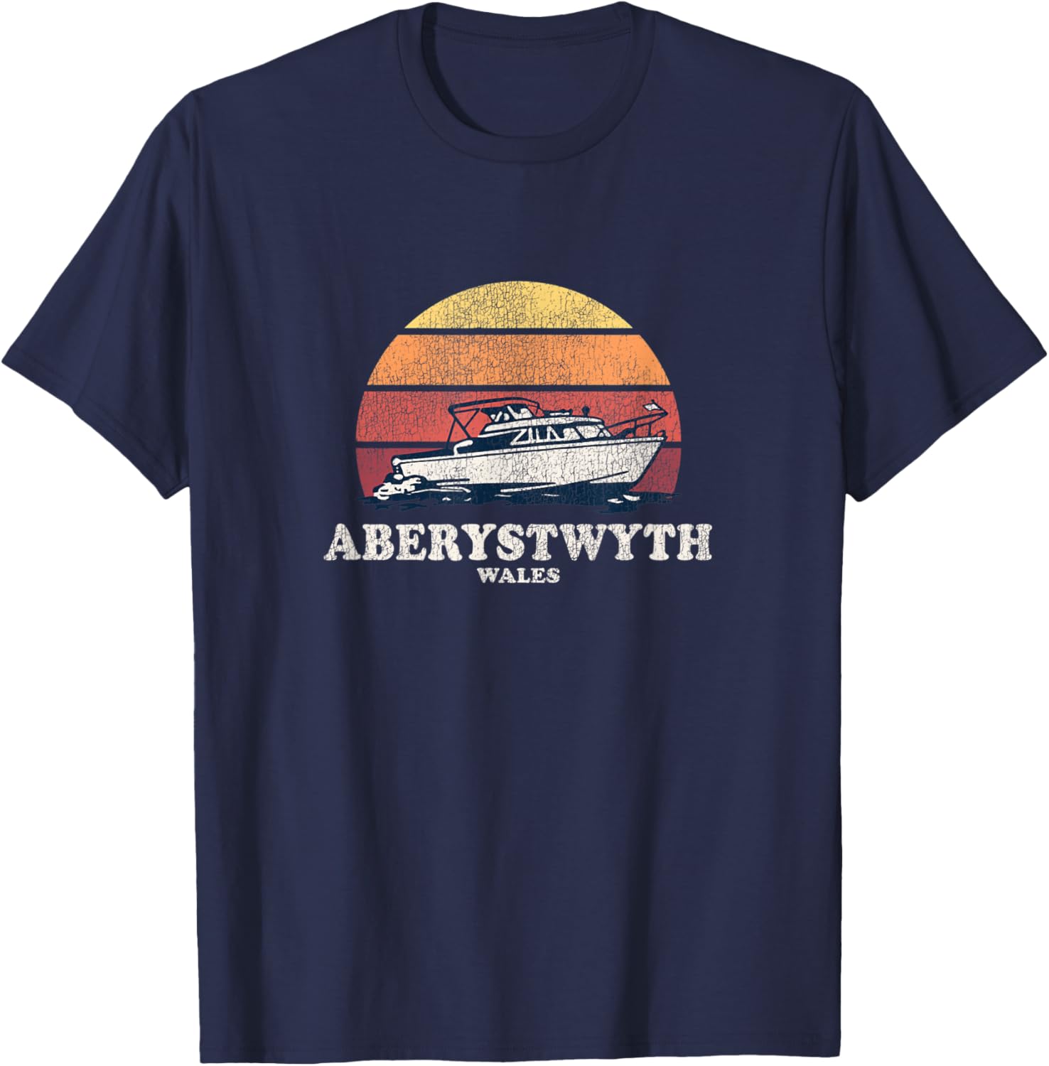 Aberystwyth Wales Vintage Boating 70S Retro Boat Design