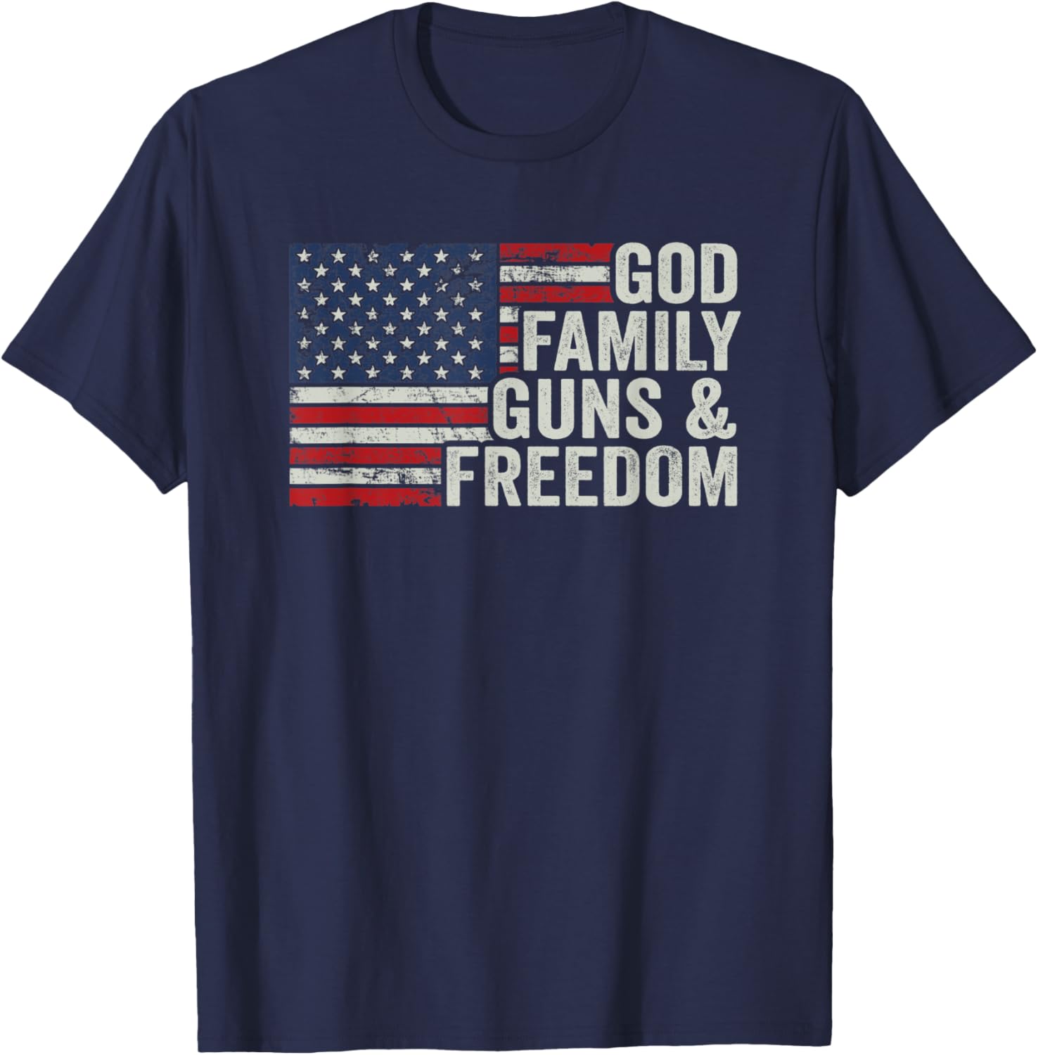 God Family Guns Freedom Patriotic Pro Gun American Flag