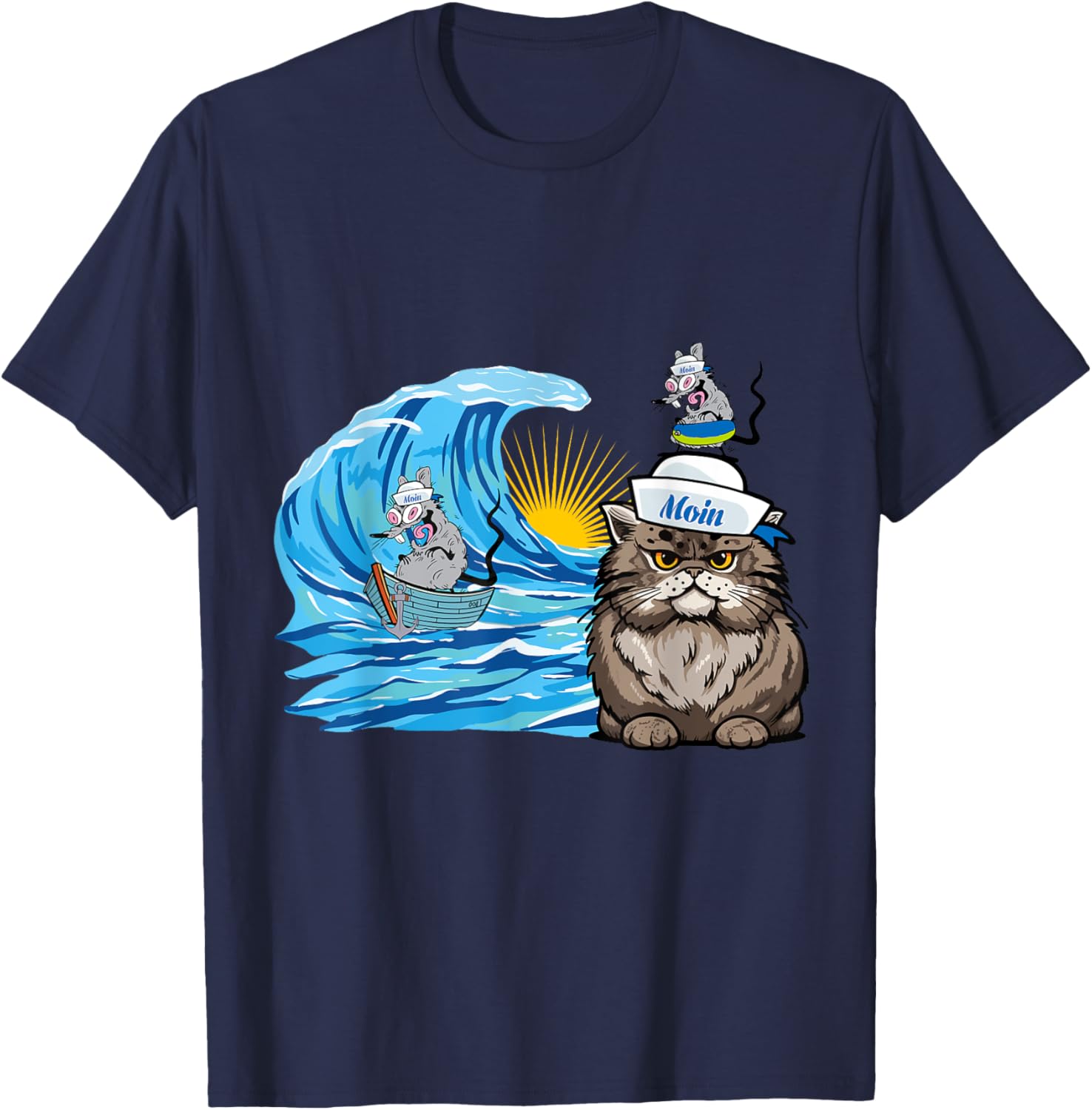 Funny Cat Sailor Maritime Rat Boat Men