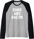 Guns Bacon T Shirt Funny Saying Sarcastic Humor Gun Owner Raglan Baseball
