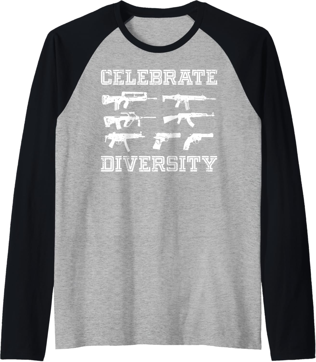 Celebrate Diversity Different Gun T Shirt Gun Lovers Raglan Baseball Tee