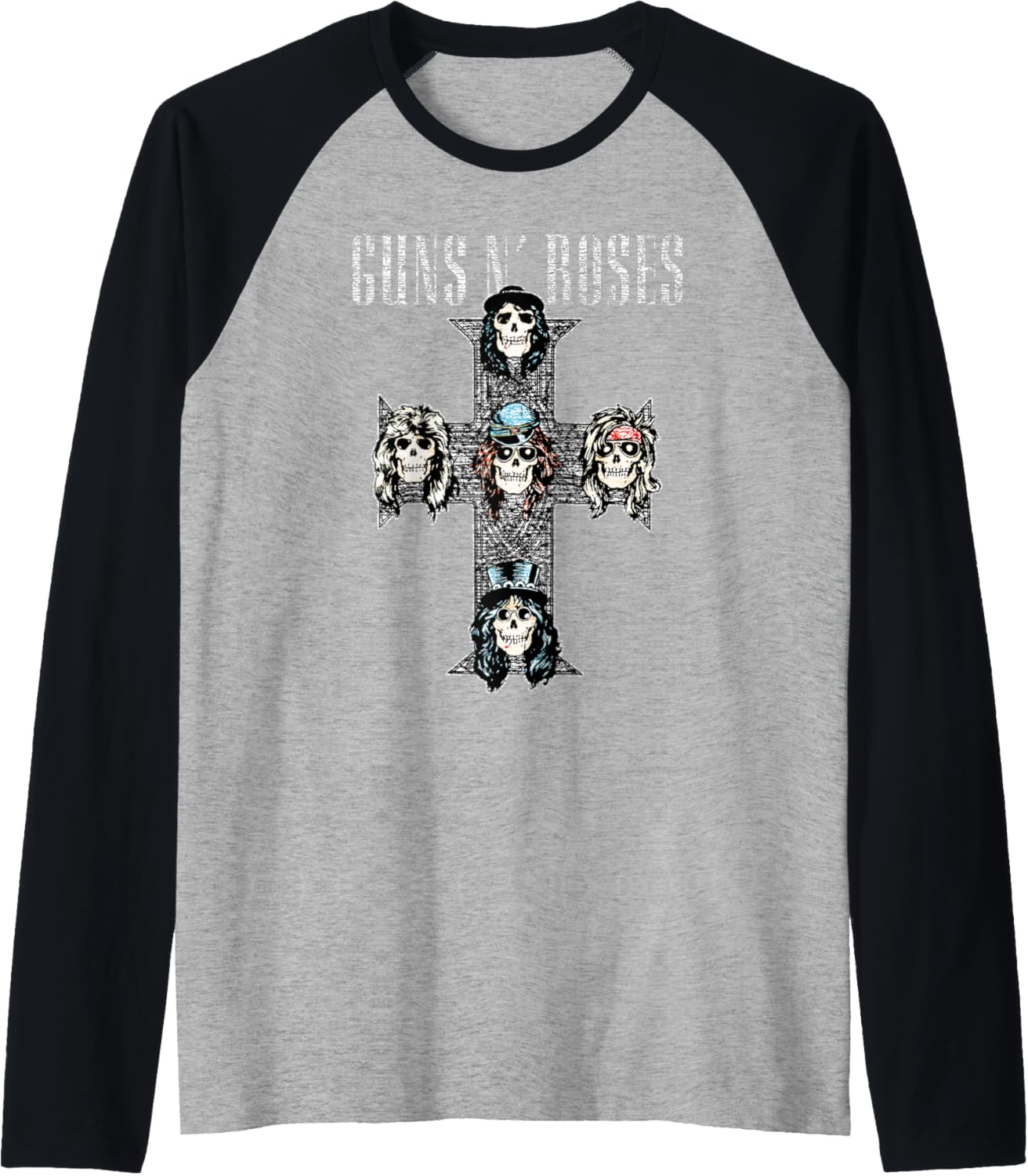 Guns N Roses Official Vintage Cross Raglan Baseball Tee