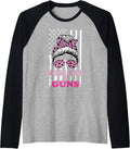 Messy Buns Guns Tshirt Women Wife Mom Pink Leopard Raglan Baseball Tee
