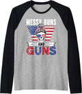 Messy Buns Guns Tshirt Women Wife Mom American Flag Raglan Baseball Tee