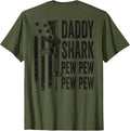 Daddy Shark Pew Mens Funny Dad Gun Humor On Back