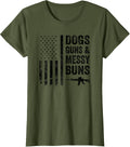 Dogs Guns Messy Buns Funny Womens Usa Camo Flag Gun