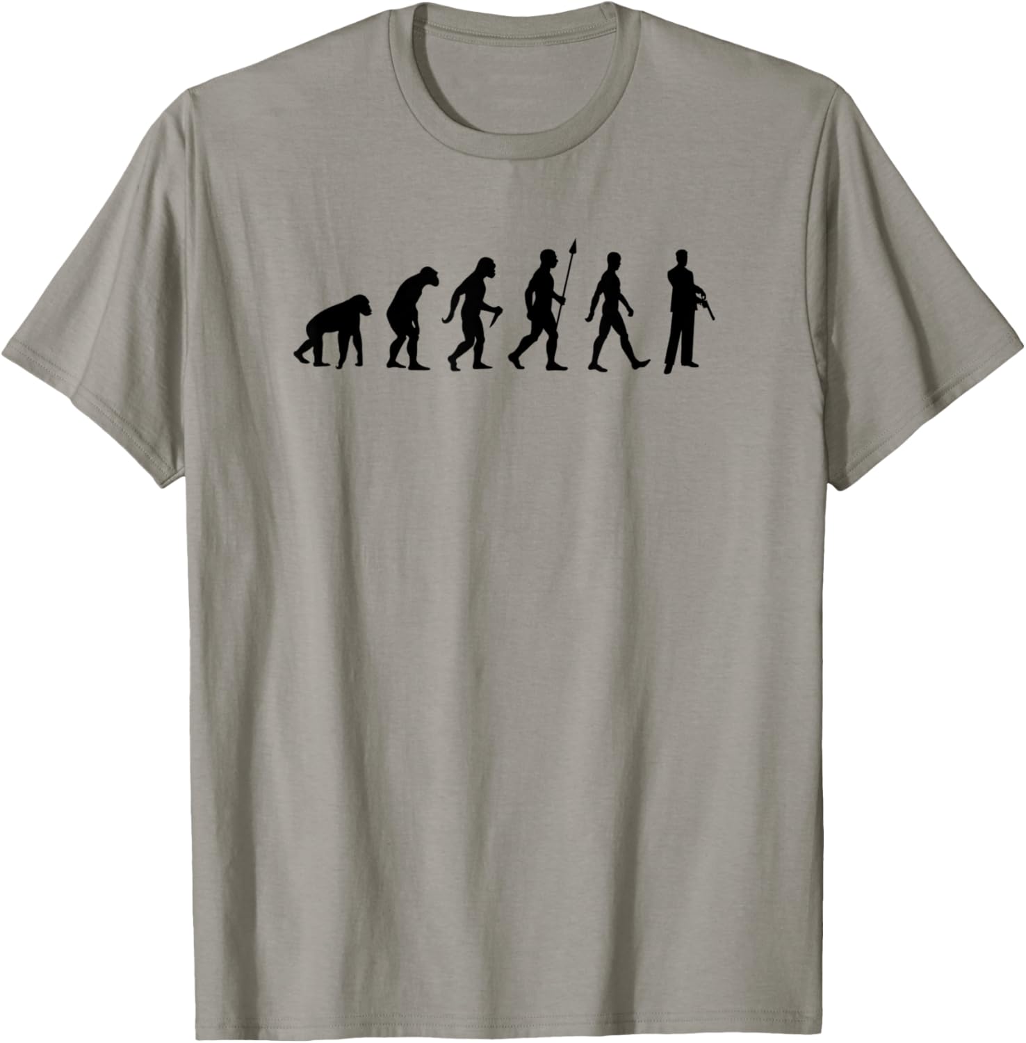 Human Evolution T Shirt Revolver Gun Version