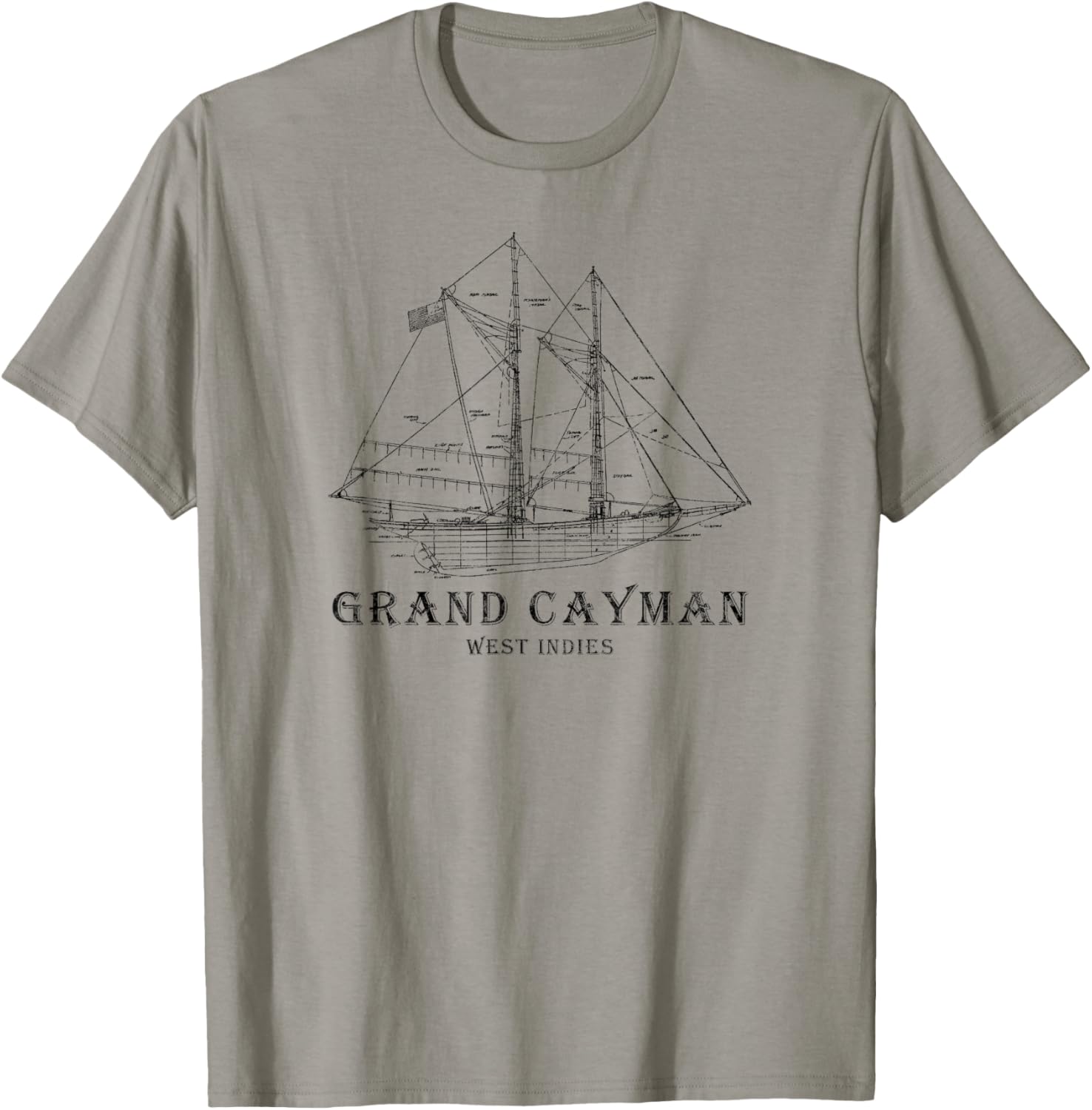 Grand Cayman West Indies Vintage Blueprint Sailboat Vacation
