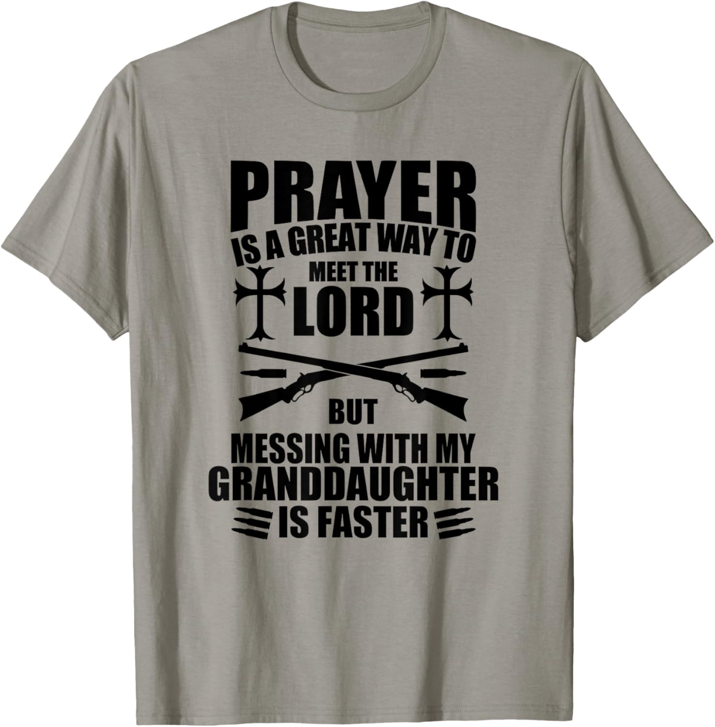 Dont Mess With My Granddaughter Gun T Shirt Funny Papa
