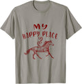 funny tee My Happy Place is here Horses Lovers