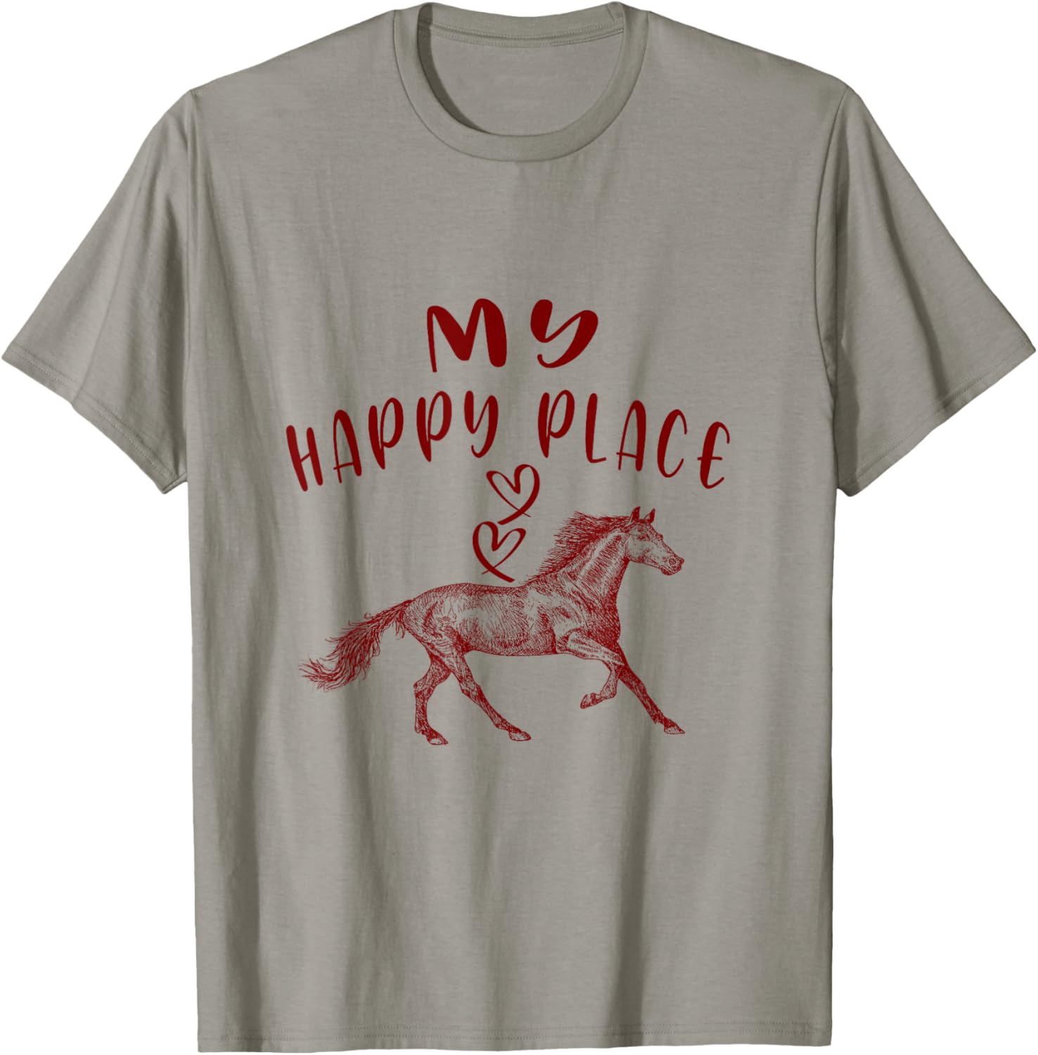 funny tee My Happy Place is here Horses Lovers
