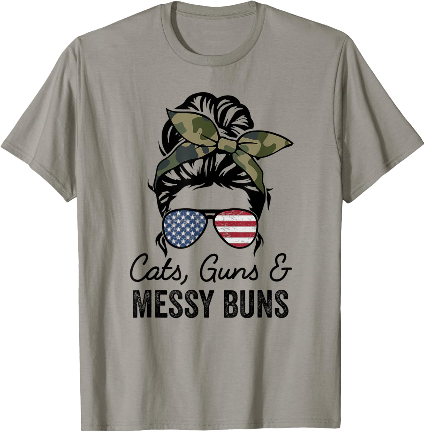 Cats Guns Messy Buns Funny Pro Gun Cat Lover