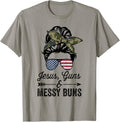 Jesus Guns Messy Buns Funny Womens God Guns Usa Flag