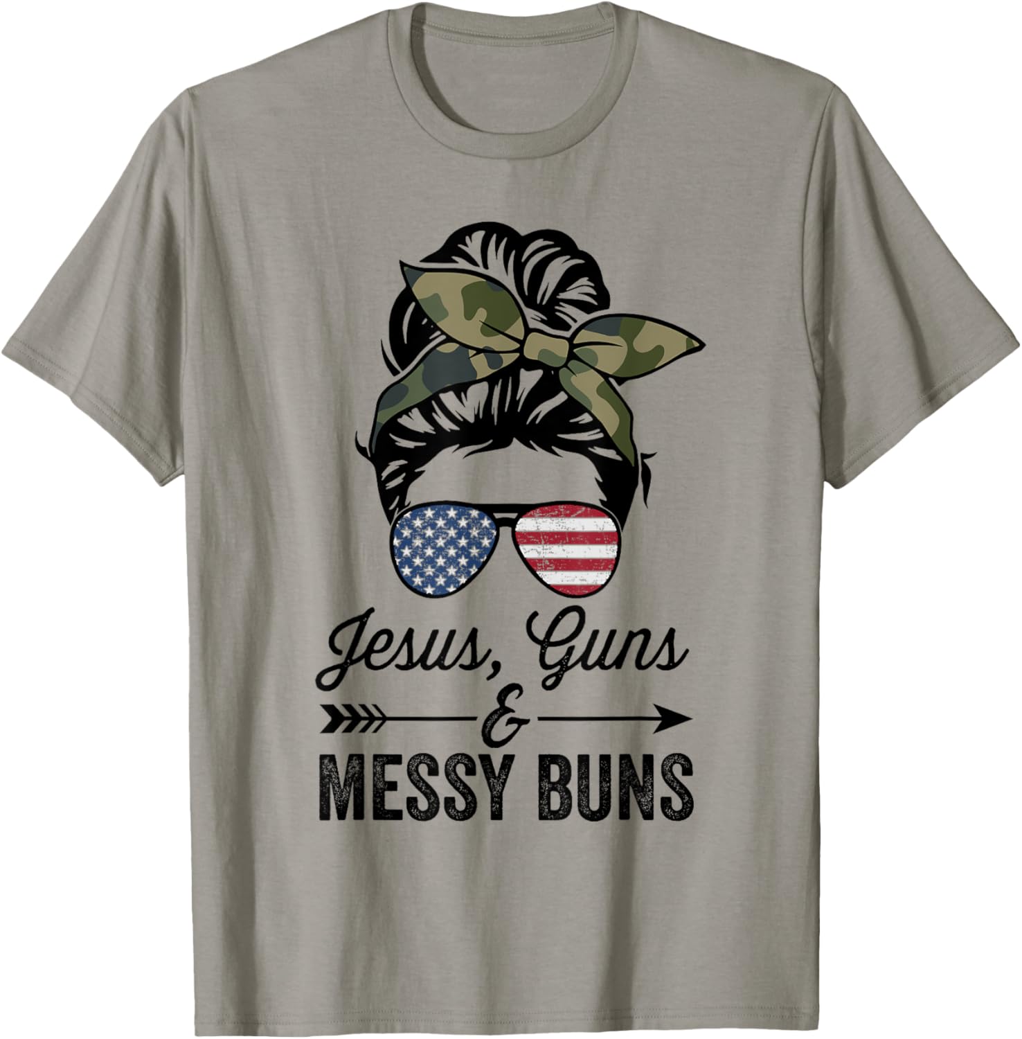 Jesus Guns Messy Buns Funny Womens God Guns Usa Flag