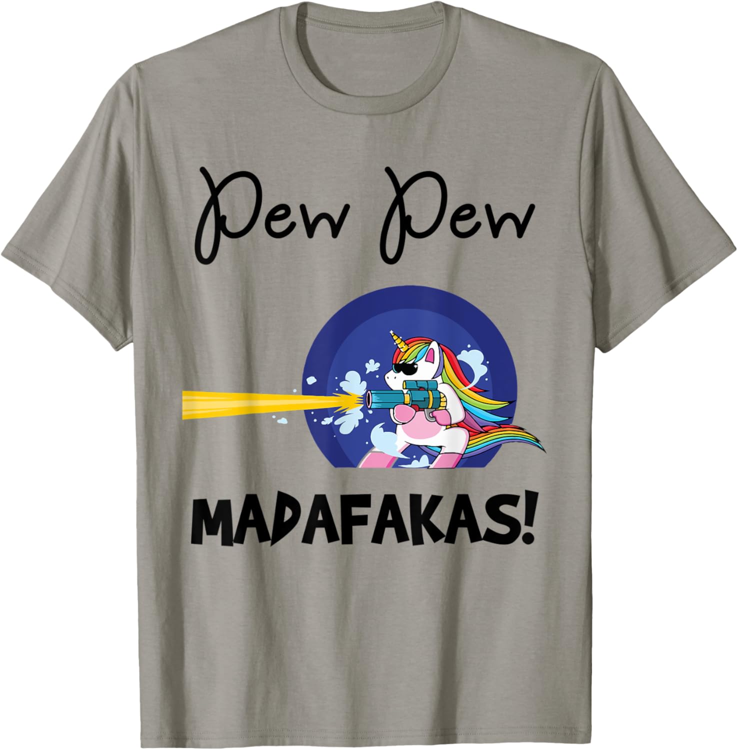 Pew Madafakas Funny Fantasy Unicorn With Gun Black
