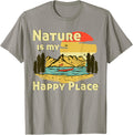 Nature is my happy place Retro Lake Trees Boat Hiking Lover