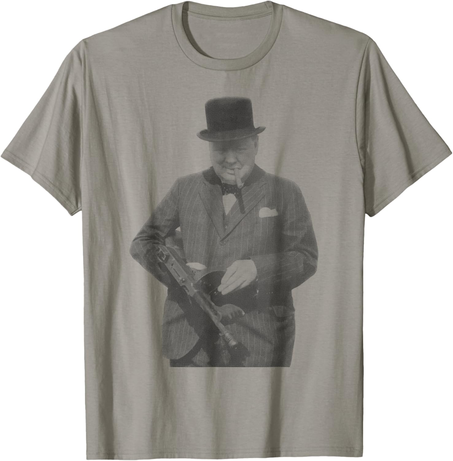 Winston Churchill Holding A Machine Gun