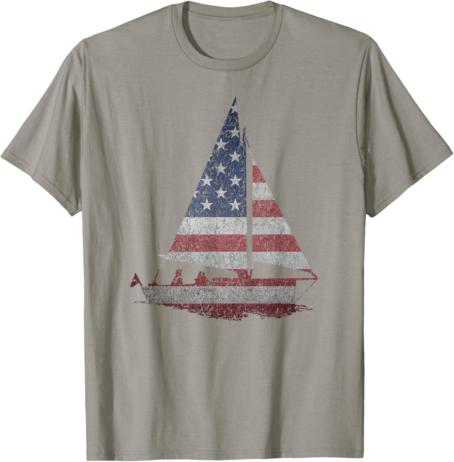 Distressed Stars Stripes Sailboat Sailing Adventure