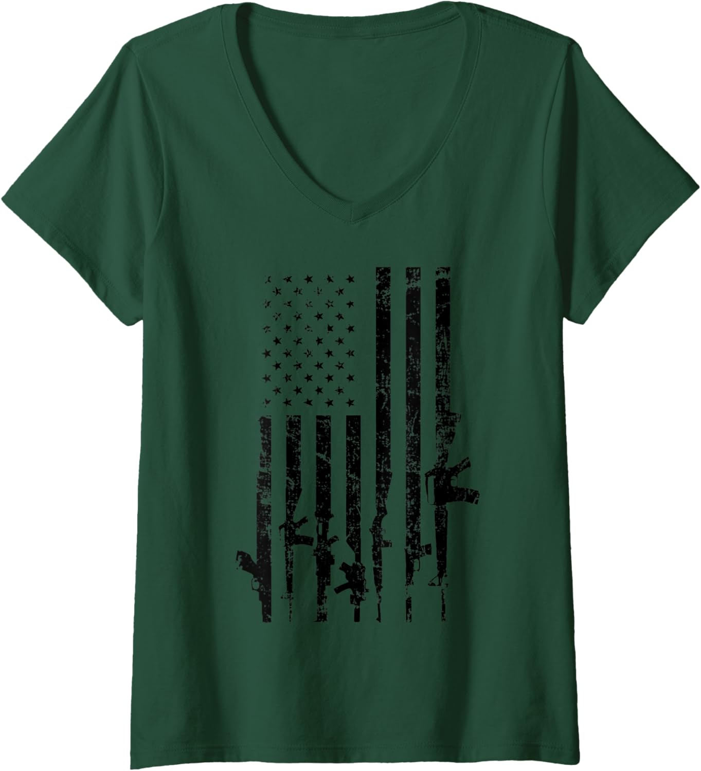 Womens Usa Distressed Pro Guns Gun Flag 2Nd Amendment V Neck