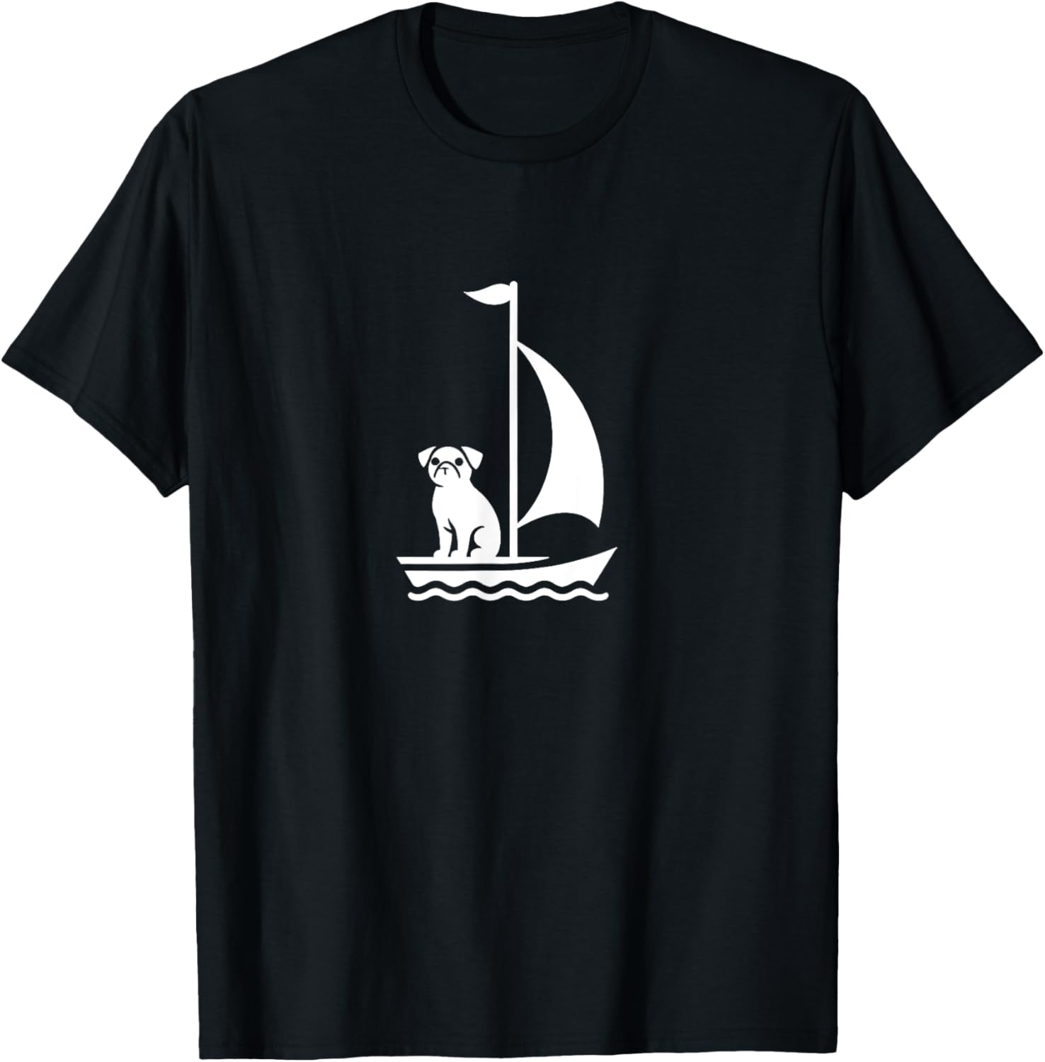 Minimalist Pug Sailing Boat Silhouette