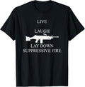 Dinosaurus Rekx M249 Machine Gun Funny Graphic T Shirt Mens Unisex Adults