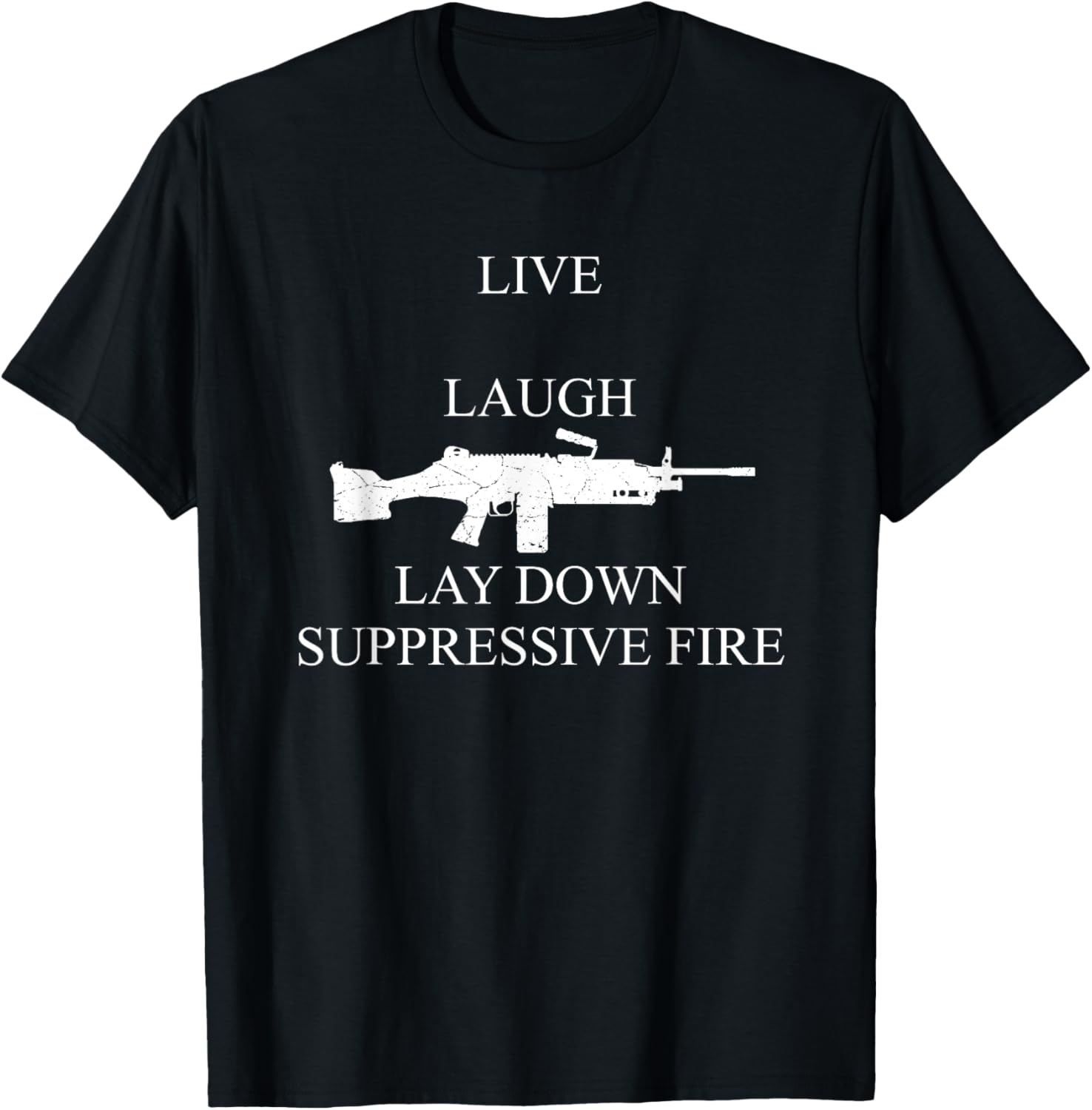 Dinosaurus Rekx M249 Machine Gun Funny Graphic T Shirt Mens Unisex Adults