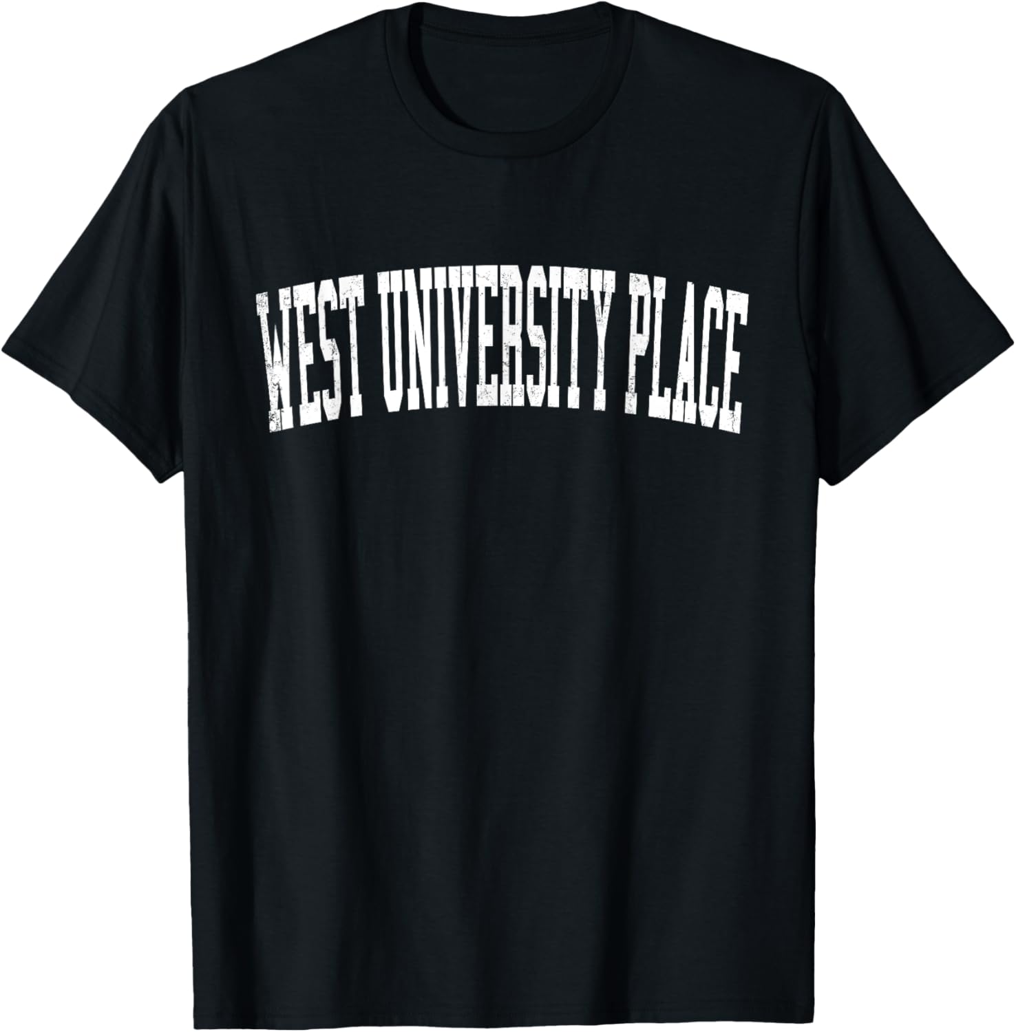 Vintage West University Place TX Distressed White Varsity St