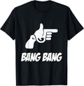 Funny Cartoon Finger Guns Bang Pew Gun T Shirt