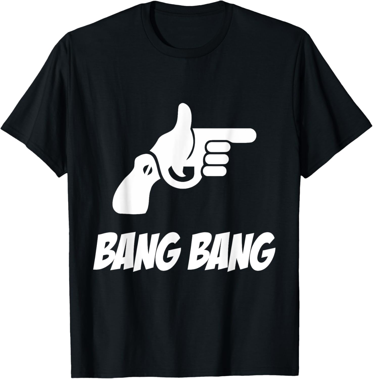 Funny Cartoon Finger Guns Bang Pew Gun T Shirt