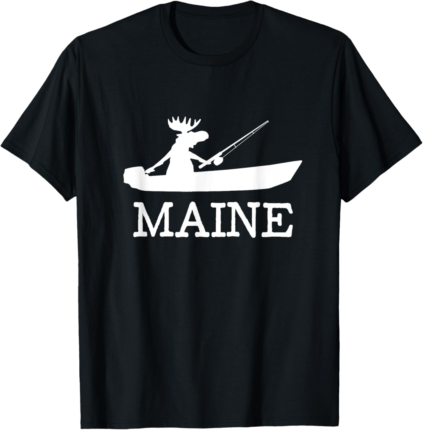 Maine Moose Motorboat Fisherman