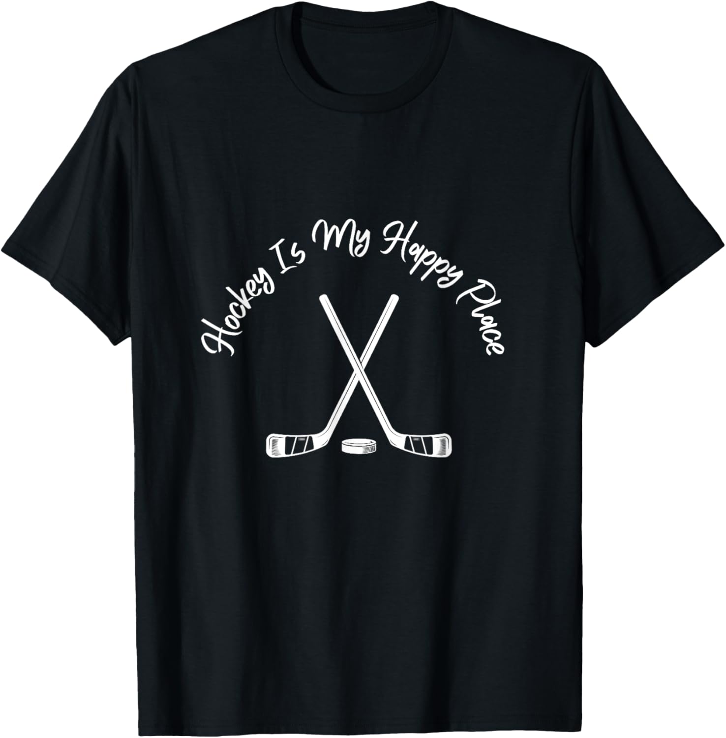 Hockey is my happy place hockey puck loving tee