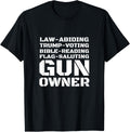 Gun Owner T Shirt Trump Voting Bible Reading Flag Saluting