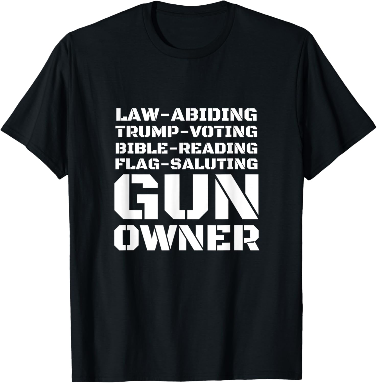 Gun Owner T Shirt Trump Voting Bible Reading Flag Saluting