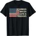 Bourbon Bacon Guns Freedom Usa American Flag Funny Vintage Women Men