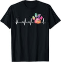 Cute Veterinarian Gift Rainbow Paw Print Heartbeat Vet Tech