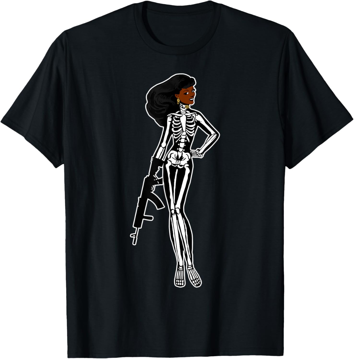 Skeleton Girl With A Machine Gun