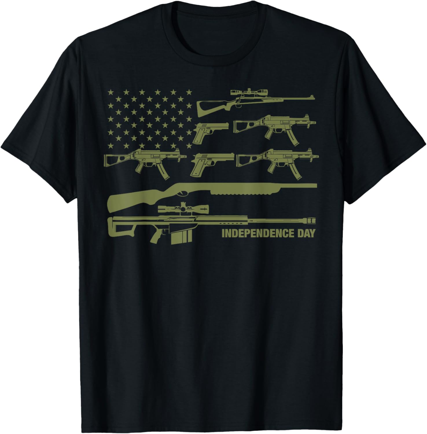 American Flag Gun T Shirt July 4Th Independence Day Women Men