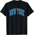 New York Arched Blue Text