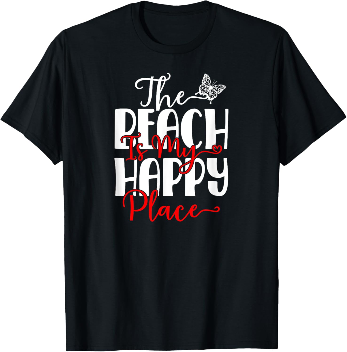 The Beach Is My Happy Place Tropical Summer Vacation T-Shirt for Men Women Kids
