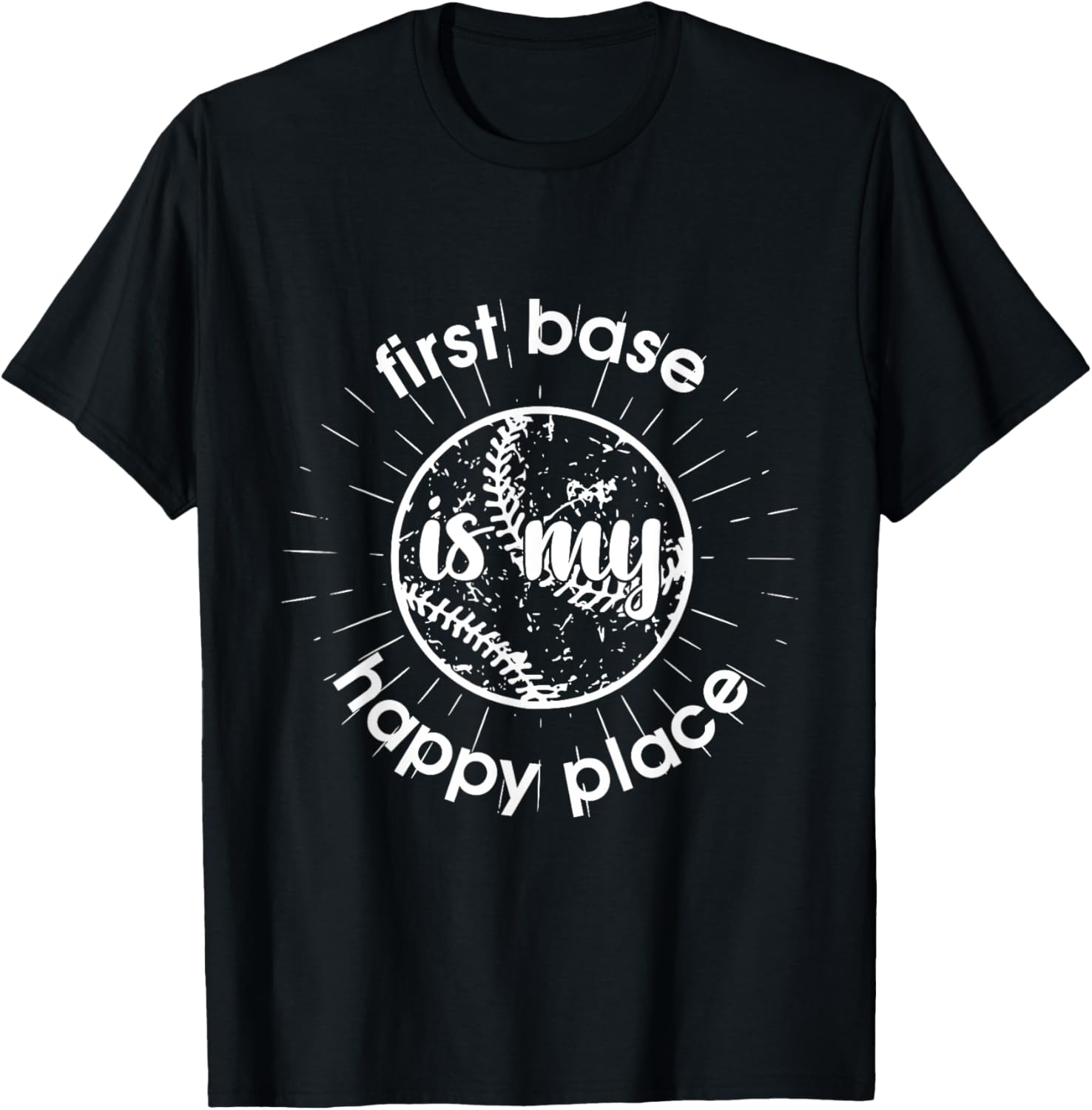 Girls Softball Baseball First Base Happy Place Group Shirt